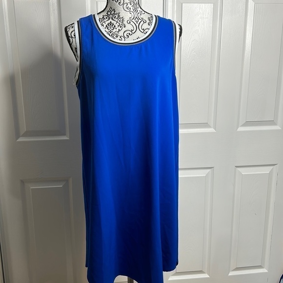 ABS Allen Schwartz Bright Blue Sleeveless Dress Shift L - Picture 1 of 6